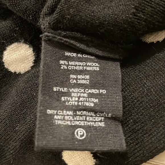 Theory Polka Dot Merino Wool Cardigan Sweater EUC - Picture 5 of 6